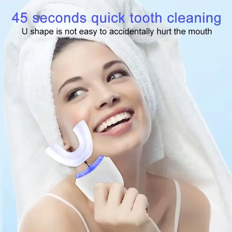 Wireless Chargeable Silicone Bristle Portable Cleaning Automatic Toothbrush High Quality U-Shaped Electric Toothbrush
