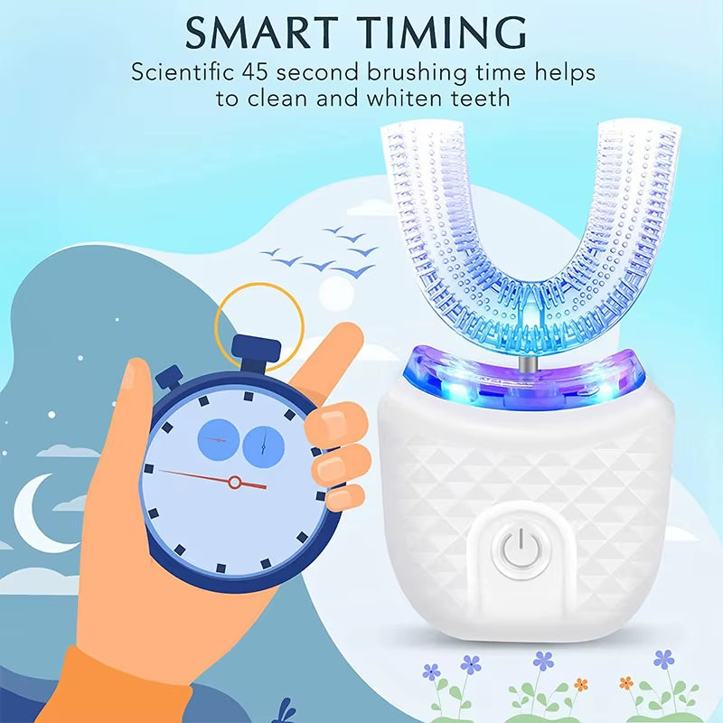 Wireless Chargeable Silicone Bristle Portable Cleaning Automatic Toothbrush High Quality U-Shaped Electric Toothbrush